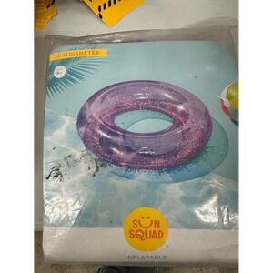Sun Squad Purple Glitter Inflatable Pool Tube 36 Inch Swim Ring New